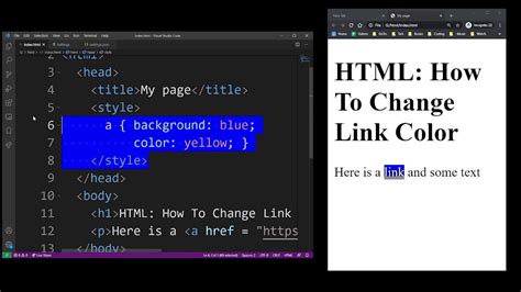 How To Change Link Color In Html Change Text Color Youtube