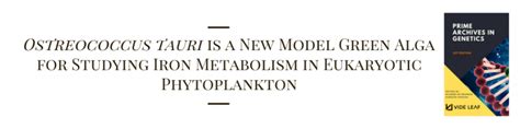 Ostreococcus Tauri Is A New Model Green Alga For Studying Iron