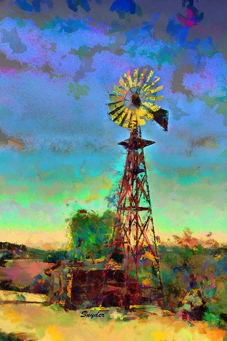 Farm Windmill San Luis Obispo California Digital Art Photography