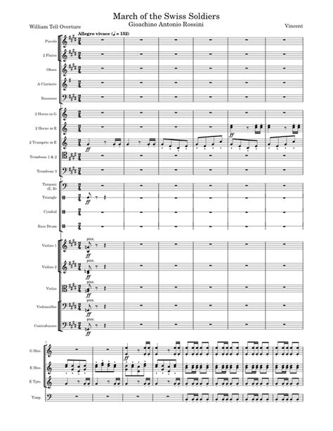 Rossini March Of The Swiss Soldiers Sheet Music For Trombone Flute Piccolo Flute Oboe