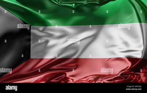 Flag Of Kuwait Waving In The Wind Kuwait National Flag Wave Fabric