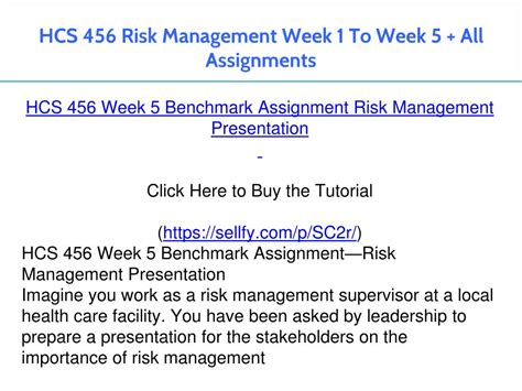 Ppt Hcs Risk Management Week To Week All Assignments