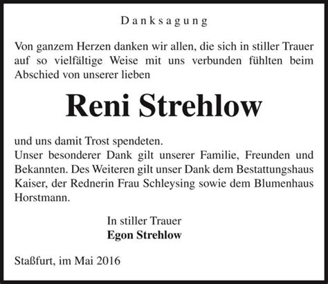 Traueranzeigen Von Reni Strehlow Abschied Nehmen De