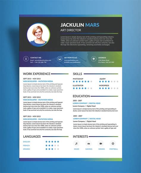 Beautiful Resume CV Design Template Free PSD File Good Resume