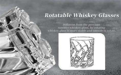 Paracity Spinning Whiskey Glasses Set Of Rotatable Old Fashioned