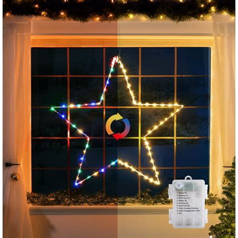 Quntis Christmas Window Star Lights,19.6Inch 70LEDs Color Changing ...