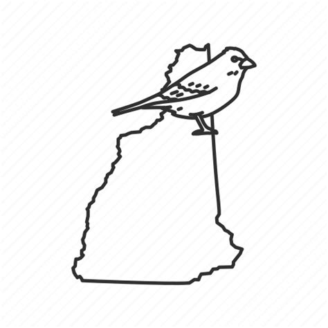 Borders, map, new hampshire, state, state bird, state symbol, usa icon ...