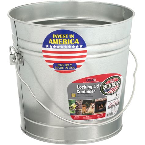 NEW Behrens 6 Gallon Galvanized Steel Trash Can With Lid Durable