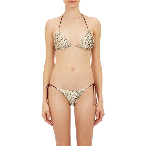 Zimmermann Snake Print Triangle Bikini Set Brown Size In Brown Lyst