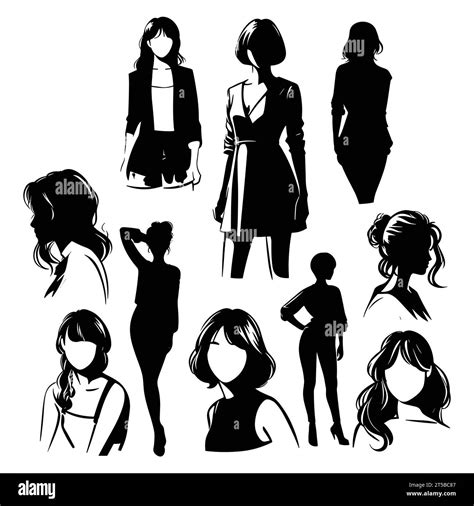 Silhouette Set Of Adult Girl Stock Vector Image And Art Alamy