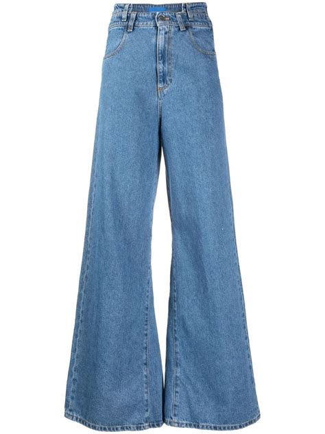 Dependance Wide Leg Flared Jeans Blue Modes