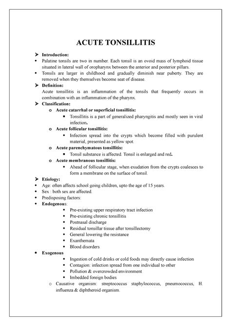 Acute Tonsillitis Acute Tonsillitis Introduction Palatine Tonsils Are Two In Number Each