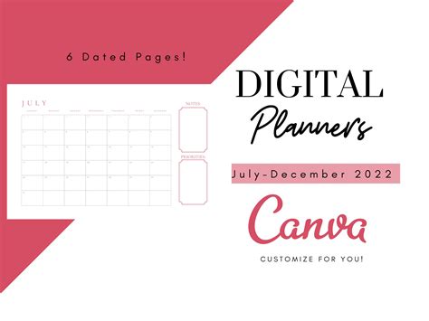 Digital Planner Editable Template Digital Monthly Planner Etsy