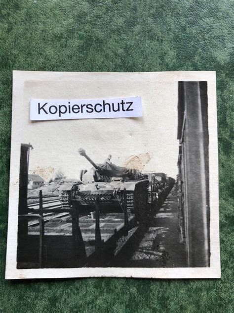 Altes Foto Transport Panzer Tank Langrohr Sturmgeschütz Kennung WW2