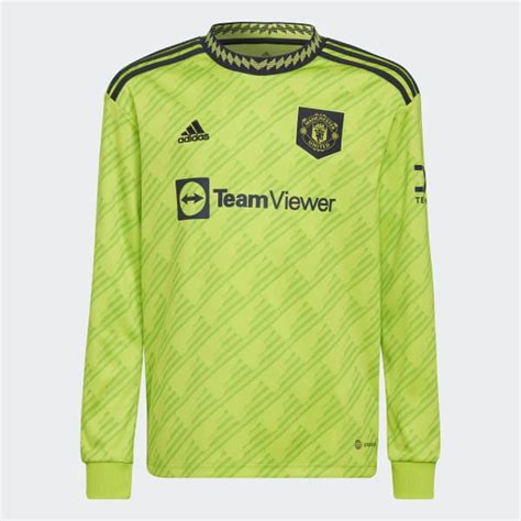 Adidas Manchester United 22 23 Long Sleeve Third Jersey Green Adidas UK