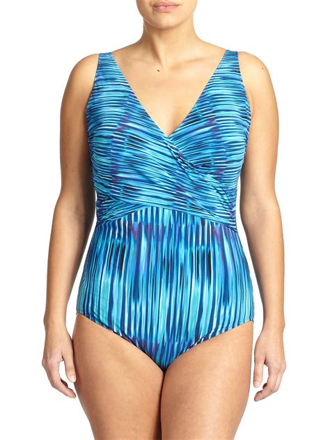 Lyst Gottex Mediterranean Sea Surplice One Piece Swimsuit In Blue