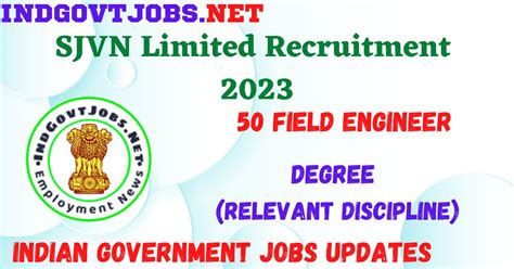 Sjvn Limited Recruitment Field Engineer Apply Online Best