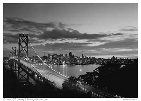 Black And White Picturephoto Bay Bridge And City Skyline With Lights