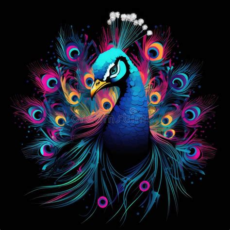 Beautiful Peacock Bbird With Ornamental Feathers Character Of Nature