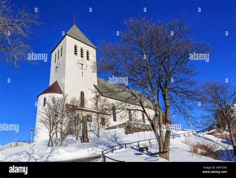 Svolvaer Church, Winter, Svolvaer, Austvagoya, Lofoten, Nordland ...