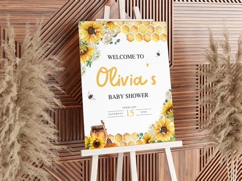 Bumble Bee Baby Shower Welcome Sign Girl Honey Bee Baby Shower Sign