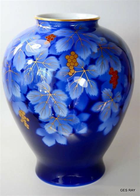 Rare Large Vase Fukagawa Seiji Arita Shoubu Cobalt Blue Jar Jug