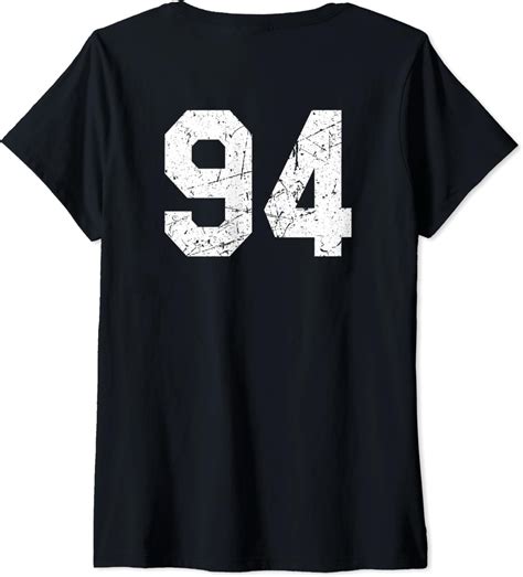 Womens Jersey Uniform Number 94 Athletic Style Sports Back Graphic V