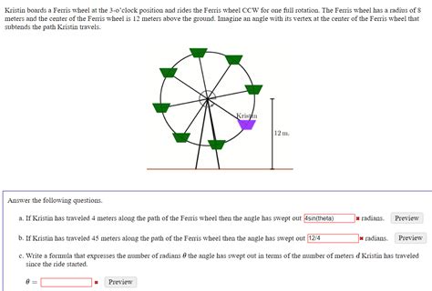 Solved Kristin Boards A Ferris Wheel At The O Clock Chegg