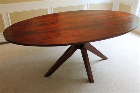 Hand Made Montego Modern Oval Walnut Dining Table By Ocean West