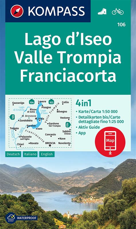 hiking map   lake iseo franciacorta italy kompass cartovia