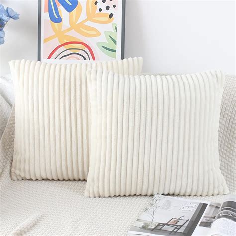 Niulaa Beige Cushion Covers 45 X 45 Striped Corduroy Cushion Cover