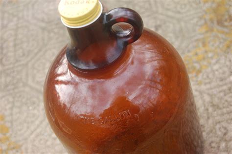 Vintage One Gallon Amber Brown Glass Duraglas Bottle Jug With Kodak Cap Top 1796759838