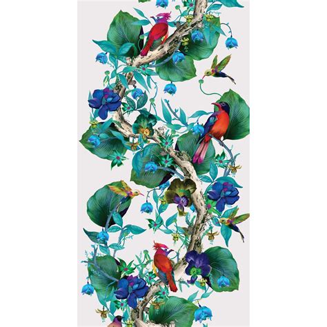 Rain Forest Green Wallpaper | Bird Design Wallpaper