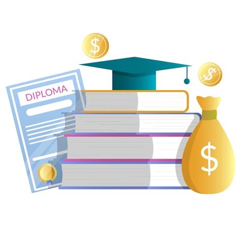 Premium Vector Diploma Money Bag Pile Of Books With Graduation Hat