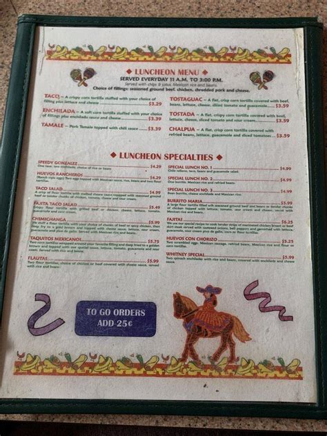 Menu at Maria's Mexican Restaurante, Sallisaw