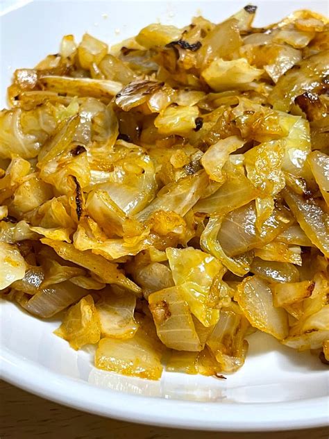 Fried Caramelized Cabbage And Onions Without Bacon