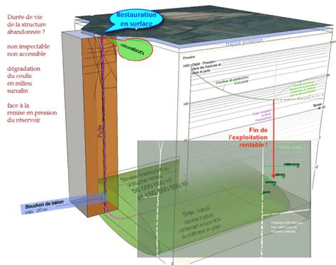 Vue en 3D résumant les problèmes géologiques et géotechniques dun