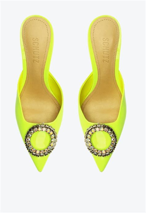 Sapato Mule Anna Verniz Amarelo Neon Schutz