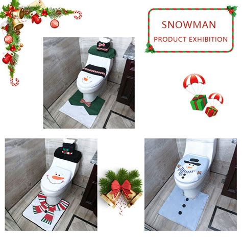 Pcs Christmas Xmas Home Decor Bathroom Toilet Set Vicedeal