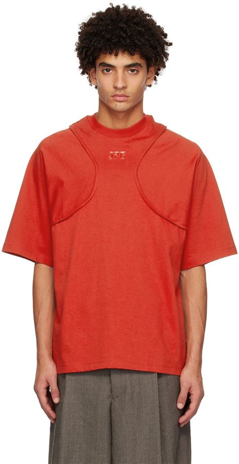 Cotton Jersey T Shirt Paneled Construction Rib Knit Crewneck