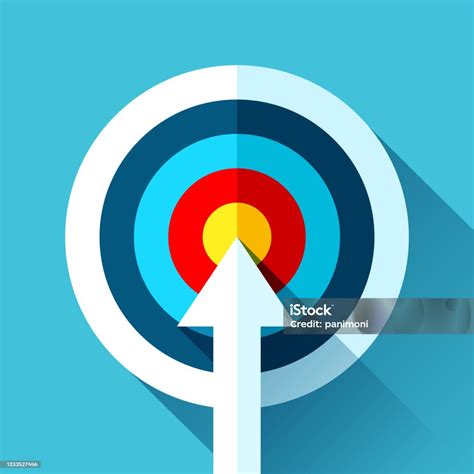 ikon target  gaya datar  latar belakang warna panah  tengah