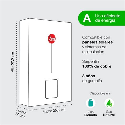 Calefont 14 Litros Gas Licuado Tiro Forzado Rheem Homegas