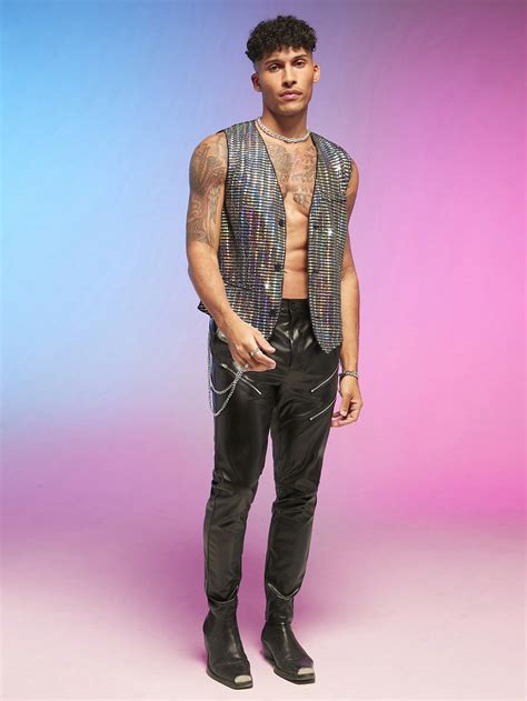 Manfinity Fever City Men Holographic Vest Blazer Shein Usa