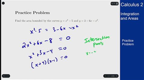 Calculus Area Between Two Curves Practice Problem 41 Off