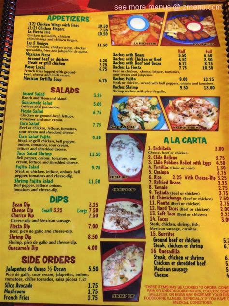 Menu at La Fiesta Mexican Grill desserts, Northport, 278 Mcfarland Blvd N