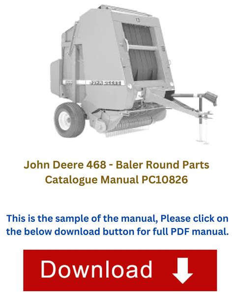 John Deere Baler Round Parts Catalogue Manual Pc By Service