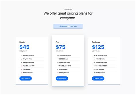 Bootstrap 5 Pricing Comparison Table Template With Toggle Switch