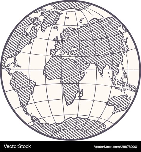 World map globe sketch Royalty Free Vector Image