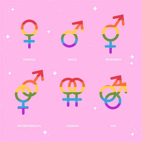 Símbolos Lgbt Planos Dibujados A Mano Del Mes Del Orgullo Vector Premium