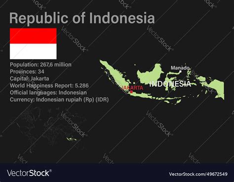 Highly detailed indonesia map with flag capital Vector Image